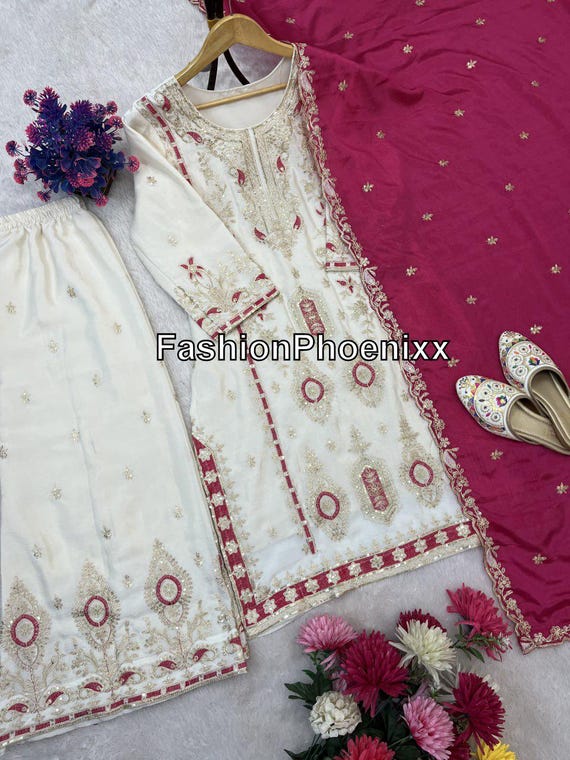 White Designer Heavy Embroidered Red Salwar Kameez With Dupatta, Salwar Kameez Pakistani suit Plus Size dress, Suits for Eid Special