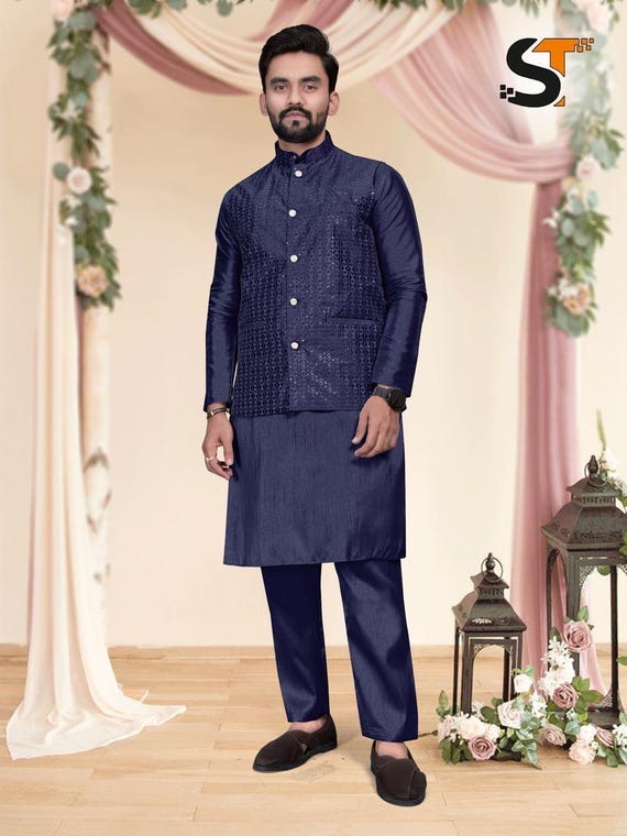 Pyjama Kurta Homme – Chemise Indienne Traditionnelle Confortable Pour Le Quotidien Et Les Fêtes