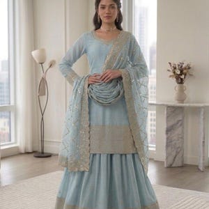 White Designer Heavy Embroidered Salwar Kameez With Dupatta, Salwar Kameez Pakistani suit Plus Size dress, Suits for Eid Special image 12