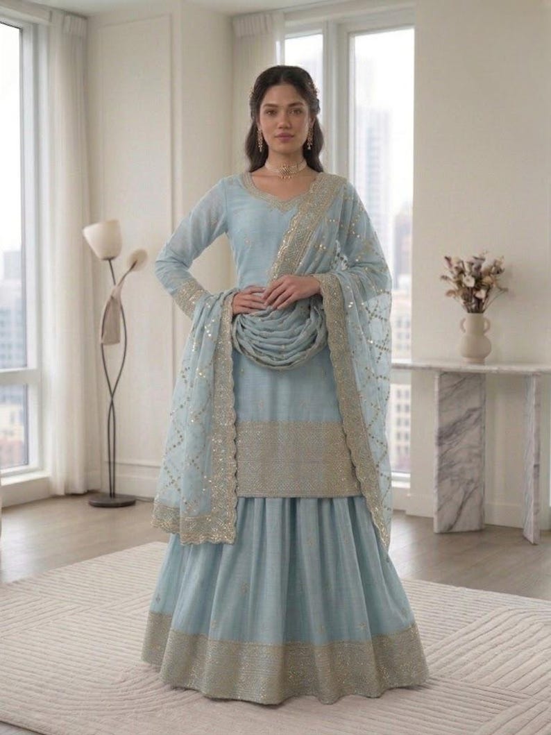 White Designer Heavy Embroidered Salwar Kameez With Dupatta, Salwar Kameez Pakistani suit Plus Size dress, Suits for Eid Special image 12