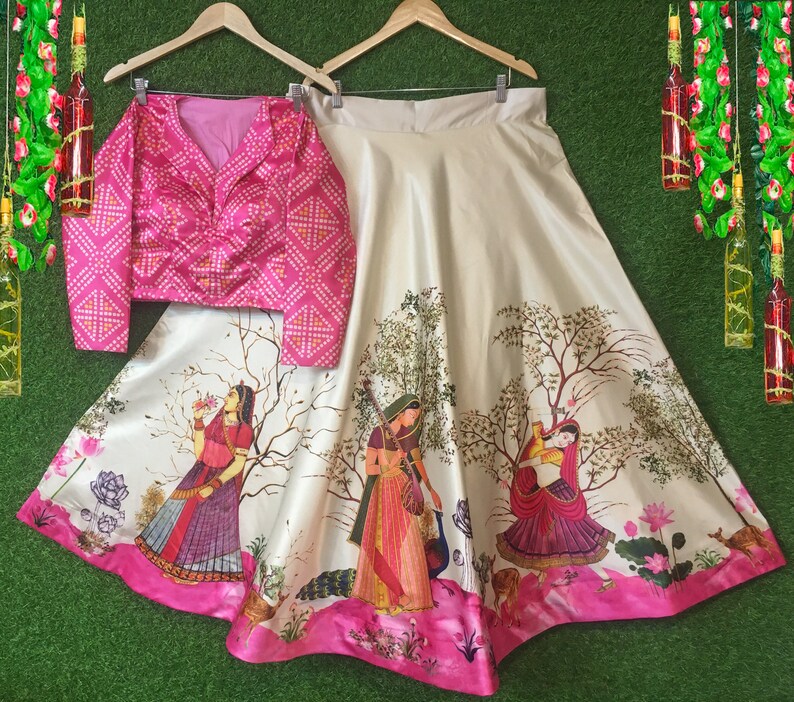 Timeless Fusion: Floral High-Waisted Bridal Lehenga A Perfect Blend of Western and Indian Charm Pink