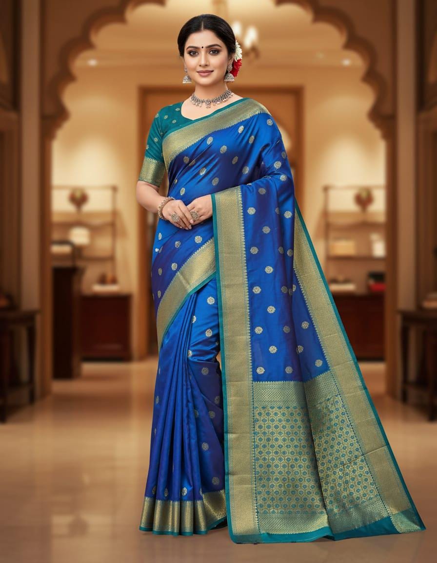 Kanjivaram Soft Silk Saree, Gold Zari Woven Festive Wedding Wear