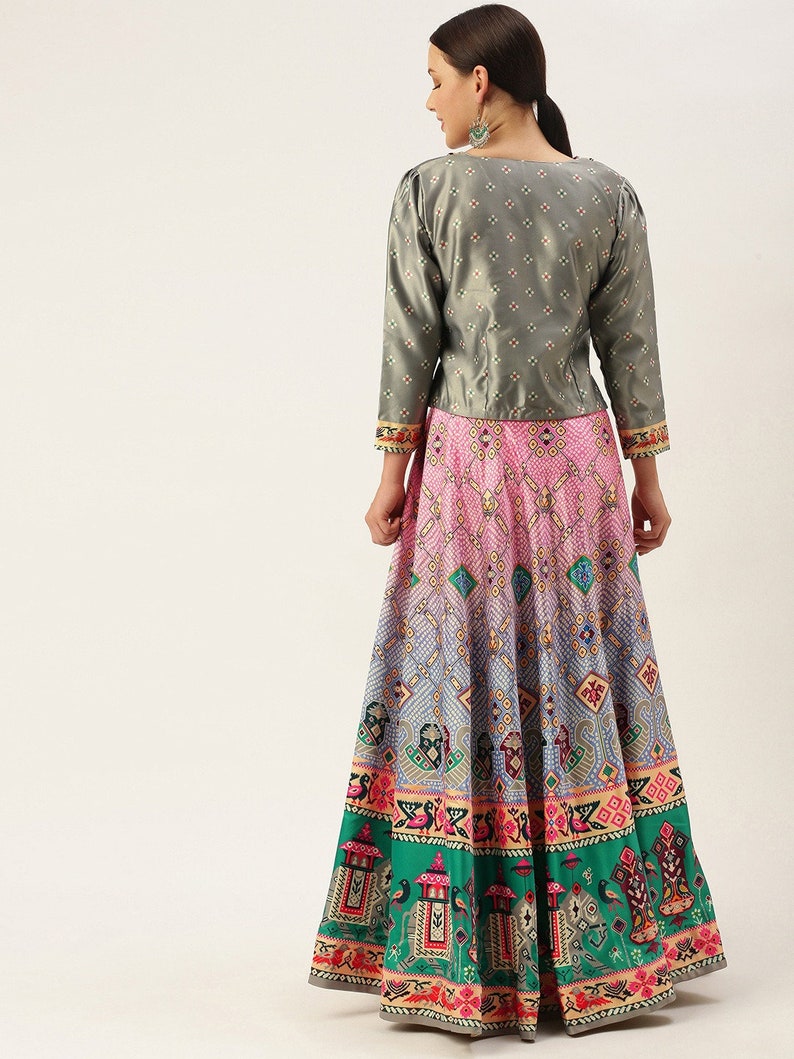 Vibrant Traditions: A Fusion of Indo-Western Style, Perfect Wedding Gift and Patola Lehenga for Women's Indowestern Clothing image 2