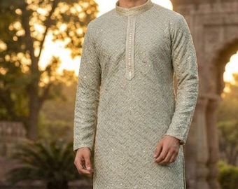 Pyjama Kurta pour hommes traditionnel en coton et rayonne
