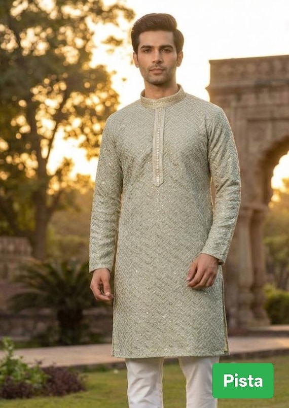 Men's Kurta Pyjama Traditional Cotton Rayon Mens kurta Bollywood Style Kurta Men Party Wear Traditional Kurta Sequance Work Kurta for Men