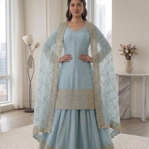 White Designer Heavy Embroidered Salwar Kameez With Dupatta, Salwar Kameez Pakistani suit Plus Size dress, Suits for Eid Special image 11