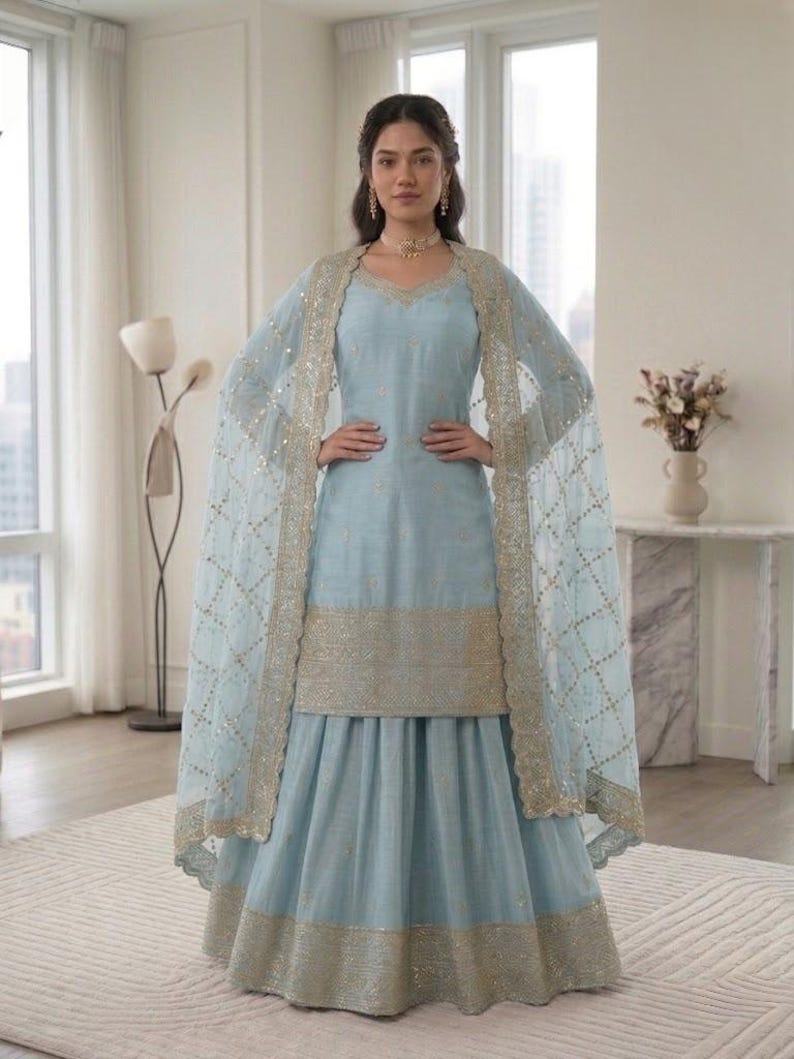 White Designer Heavy Embroidered Salwar Kameez With Dupatta, Salwar Kameez Pakistani suit Plus Size dress, Suits for Eid Special image 11
