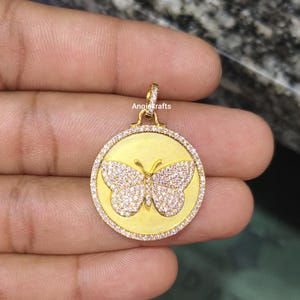 14k Solid Gold Diamond Butterfly Medallion Charm Pendant, Good Luck Charm Necklace, Designer Butterfly Charms Pendant, Handmade Jewelry Gift