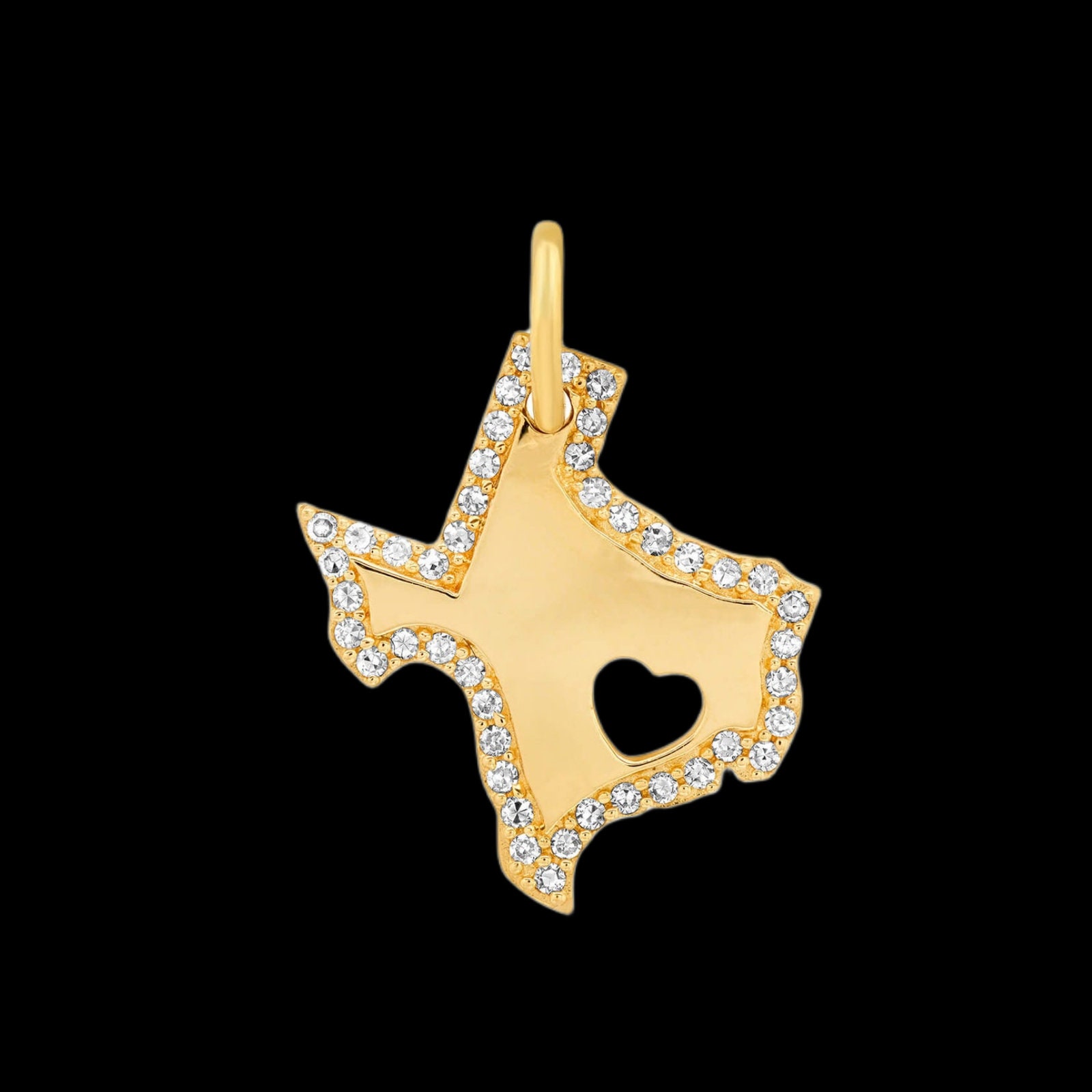 925 Silver Gold Texas Flag Diamond Pendant, Designer TEXAS Silver Diamond Charm Necklace, Texas Pendant, Texas Charm, Handmade Jewelry, Gift