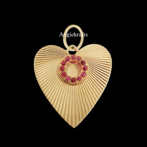 925 Silver Ruby Heart Diamond Charm Pendant, Beautiful Heart Ruby Pendant, Ruby Heart Shape Necklace, Gift for Love, Diamond Heart Charms