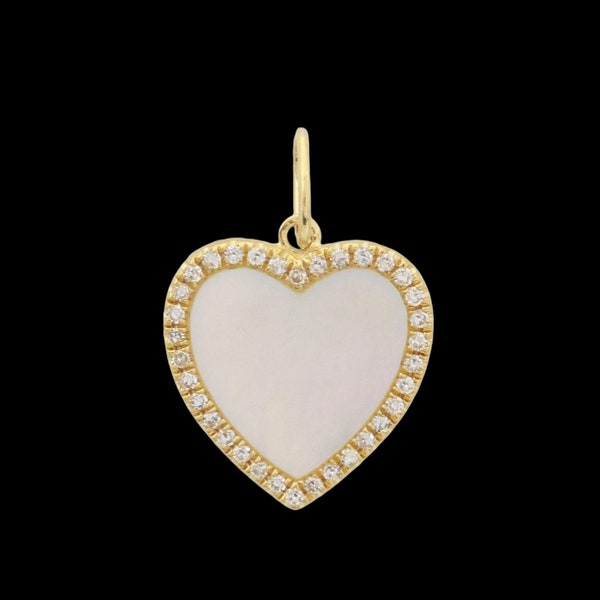 925 Silver Gold Beautiful Mother Of Pearl Heart diamond Charm Pendant. Designer Mother Of Pearl Heart Necklace. Personalized Heart Necklace,