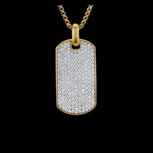 925 zilvergouden dogtag-ketting voor heren. Sterlingzilveren dogtag-hangerketting. Valentijnscadeau. Handgemaakte hangersieraden voor heren