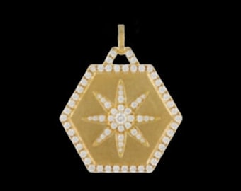 925er Silber Schöner Diamant Starburst Charm Anhänger Halskette, Starburst Silber Diamant Charm Anhänger, himmlische Halskette, Gold Star Anhänger Charm.