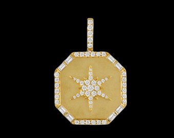 925 Silver Diamond Starburst Charm Necklace. Star Pendant. Beautiful Gold Diamond Star Pendant, Celestial necklace, Star Pendant Charm. Gift