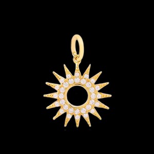 925 Silver Diamond Sunburst Charm Necklace. Sun Pendant. Beautiful Gold Diamond Sun Pendant, Celestial necklace, Sunburst Pendant Charm.