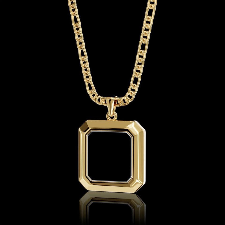 ネックレス・ペンダント MORELLATO 2909 CIONDOLO 1POINT GOLD ONYX SQUARE TOP NECKRACE MORELLATO CIONDOLO PENDANT ONYX 18KT GOLD AND STEEL 17