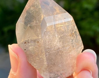Smoky Quartz Point from Mount Malosa, South Africa with Goddess Isis face, Rainbow, Key