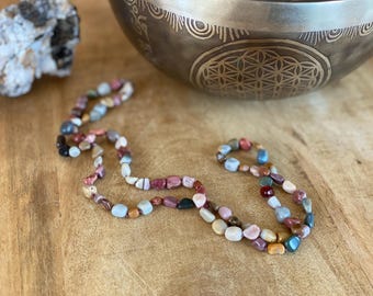 Mongolian Agate Hand Knotted Necklace