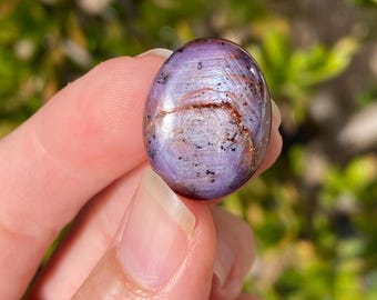 Star Ruby Corundum Palm Stone – Chatoyant Gemstone, India (Heart Chakra)
