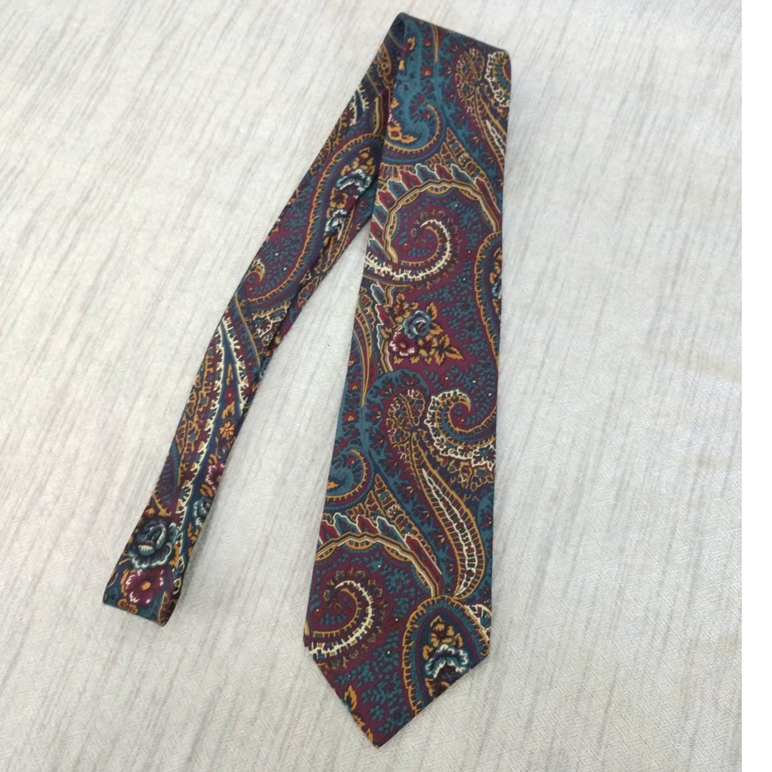 Pierre Balmain 100% Silk Vintage Tie Paisley Purple Teal Extra | Etsy