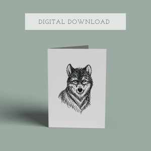 Wolf Sketch Card Printable - Etsy