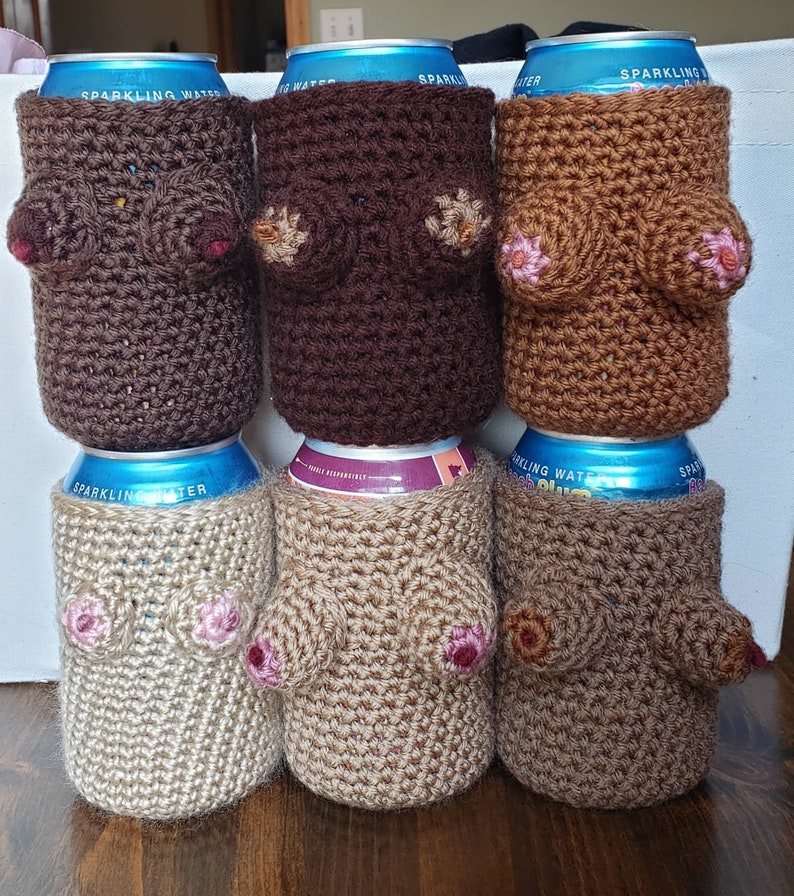 Can Cans Boob, Breast, Bikini, Beer Can, Crochet, Coozie, Cozy, Funny