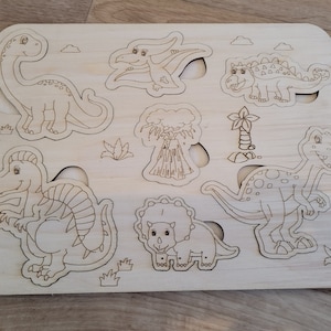 Dinosaur puzzle, Laser cut file SVG DXF, vector plans, laser cut template, laser svg, laser pattern, dxf plan