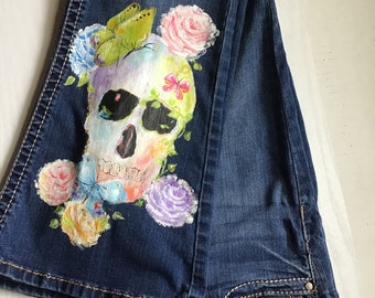 Skull Jeans - Etsy