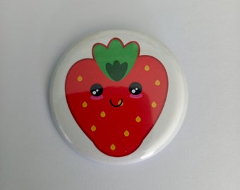 50mm Kawaii Badge, Strawberry