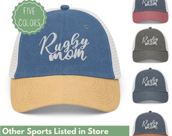 Vintage Rugby Mom Hat, Distressed Rugby Cap, Rugby Gifts, Proud Rugby Mom, Sports Mom Hat, Rugby Mom Hat