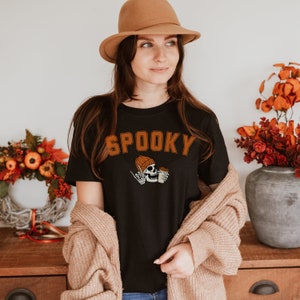 Spooky Coffee Drinking Skeleton T-Shirt, Funny Halloween Skeleton Tshirt, Halloween Party Tshirt, Spooky Tshirt, Trendy Coffee Shirt