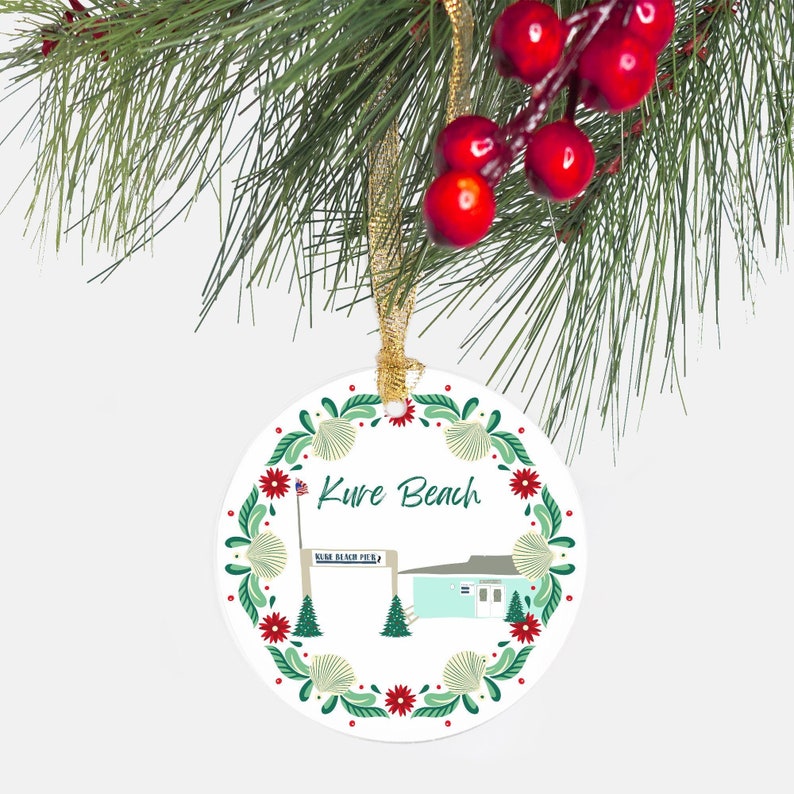 Kure Beach Pier Ornament - Christmas Decor with Iconic Pier Design - Handcrafted Coastal Holiday Keepsake - North Carolina Souvenir