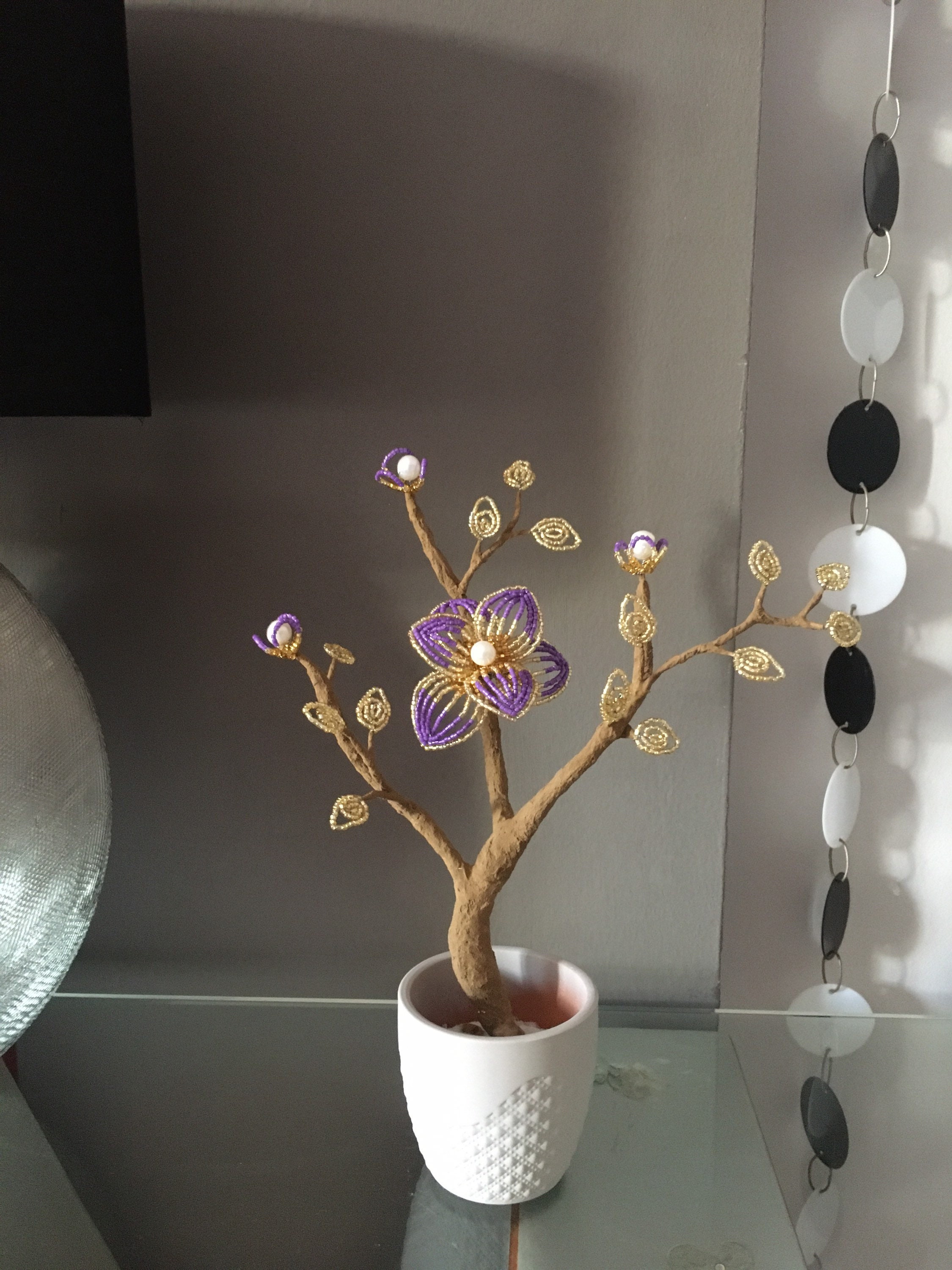 Arbre de Vie avec Perles et Verre Japonaises Miyuki Décoratif Sculpture d'arbre Perle Arbre, Arbre F