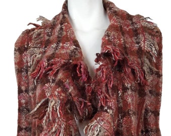 Vintage EMANUEL UNGARO Multicolor Boucle Tweed Fringe Trim Coat