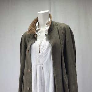 Vintage 1970er Jahre Cacharel Baumwoll Gabardine Balmacaan Stil Mantel