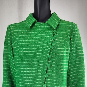 Vintage Finnish Made Side Buttoned Green with White stripes Jacket
