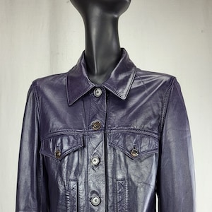 Blouson en cuir pourpre foncé Ann Demeulemeester