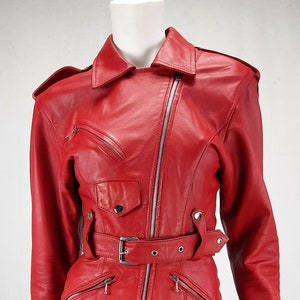 Blouson en cuir vintage Ita-Parica Paris de style perfecto couleur rouge