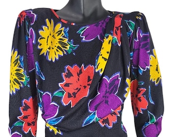Vintage Emmanuel Ungaro parallelle bloemenzijden blouse maat maat. 34 FR