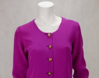 1980s YSL Rive Gauche blouse with golden buttons