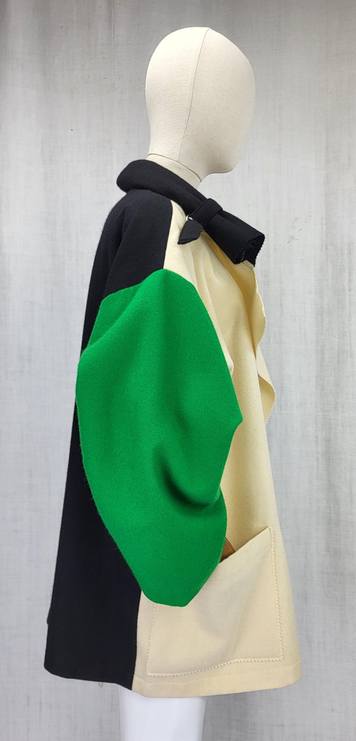 Vintage 1980s Jean-charles De Castelbajac Wool Coat, Colorblock