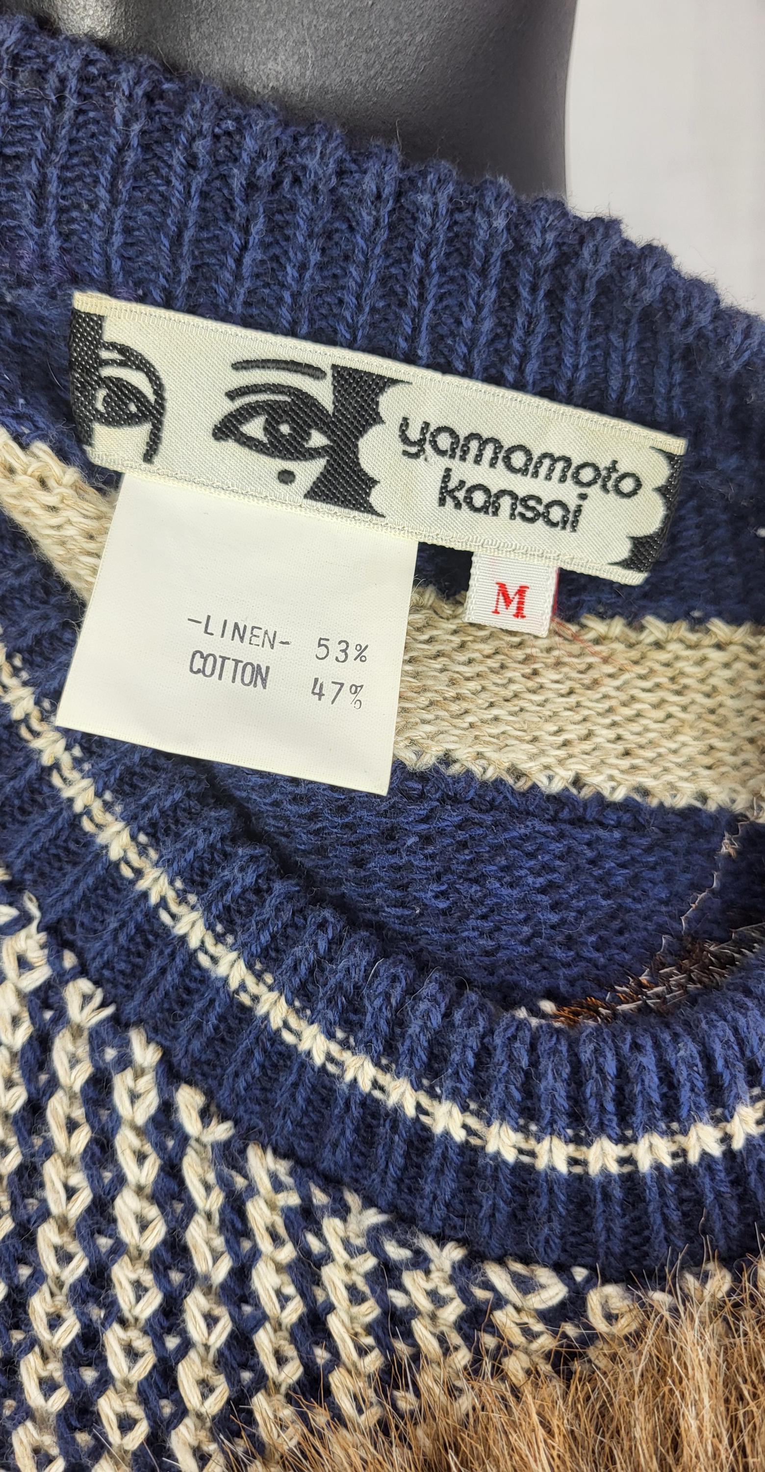 Vintage Kansai Yamamoto Linen/cotton Blend With Faux Fur 