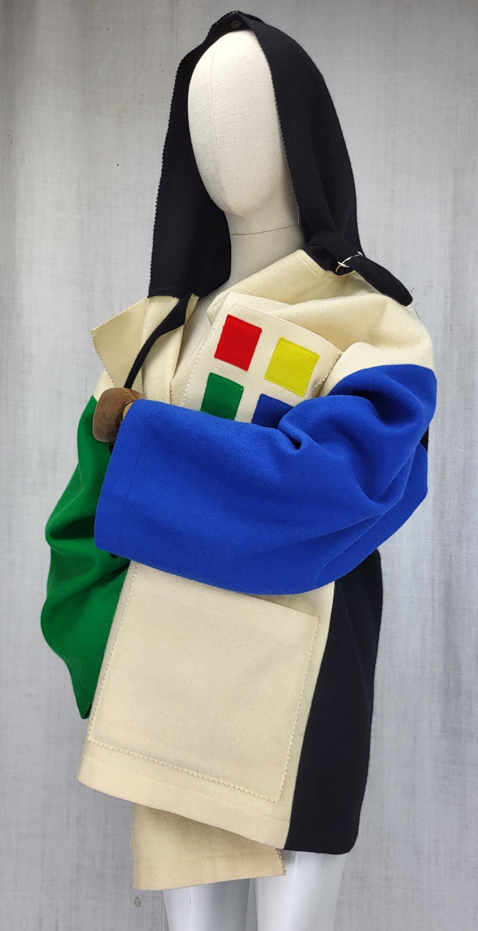 Vintage 1980s Jean-charles De Castelbajac Wool Coat, Colorblock