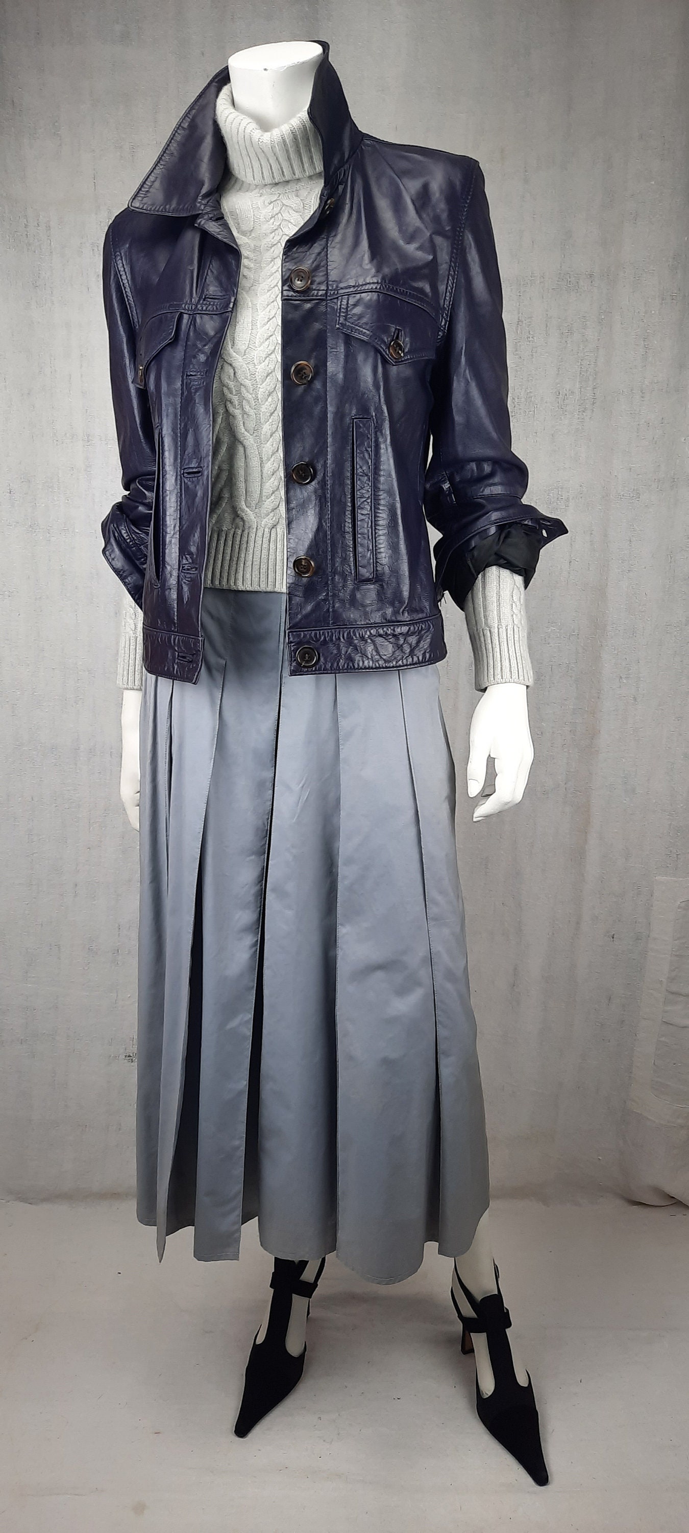 Ann Demeulemeester Dark Purple Leather Jacket - Etsy