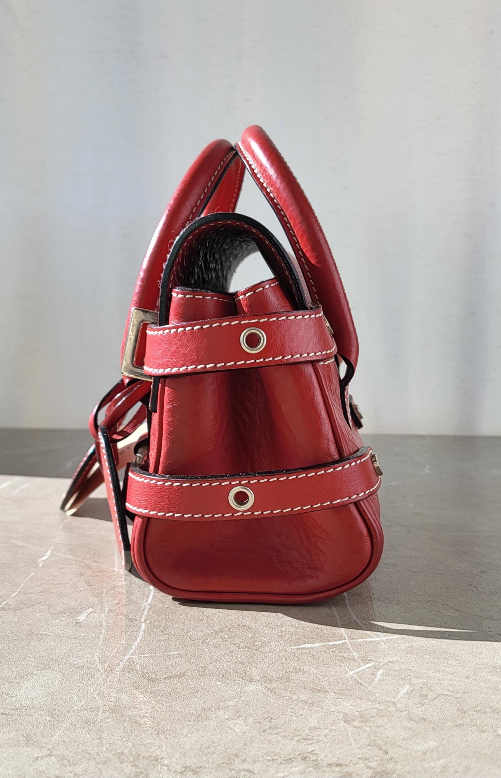 Luella Giselle Bag – Red Leather Top Handle With Heart Charms