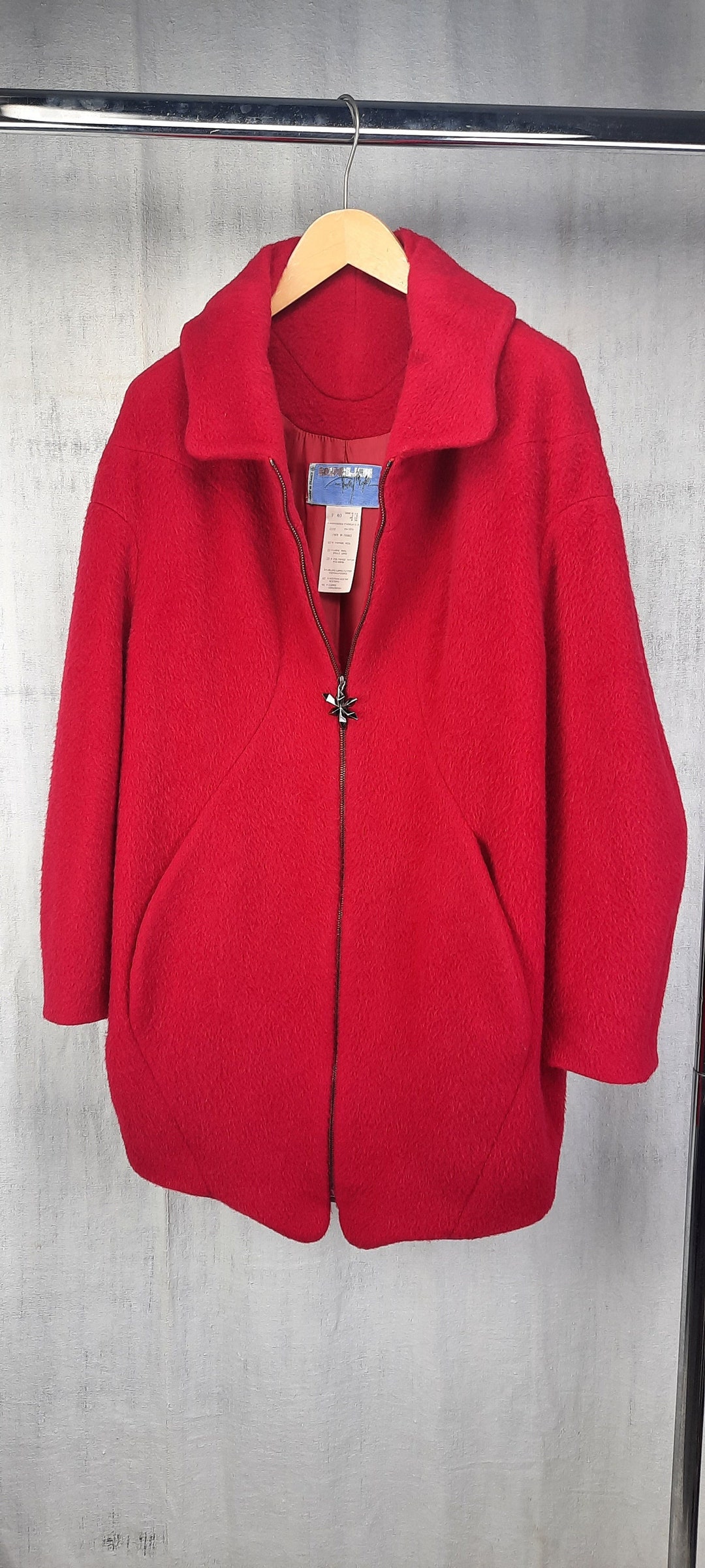 Manteau Vintage Thierry Mugler 1980 En Soie - Taille 38 écru - Occasion Très Bon état