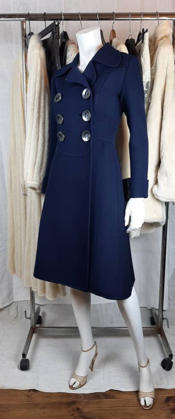1960's Mod Wool Navy Blue DressCoat Gem