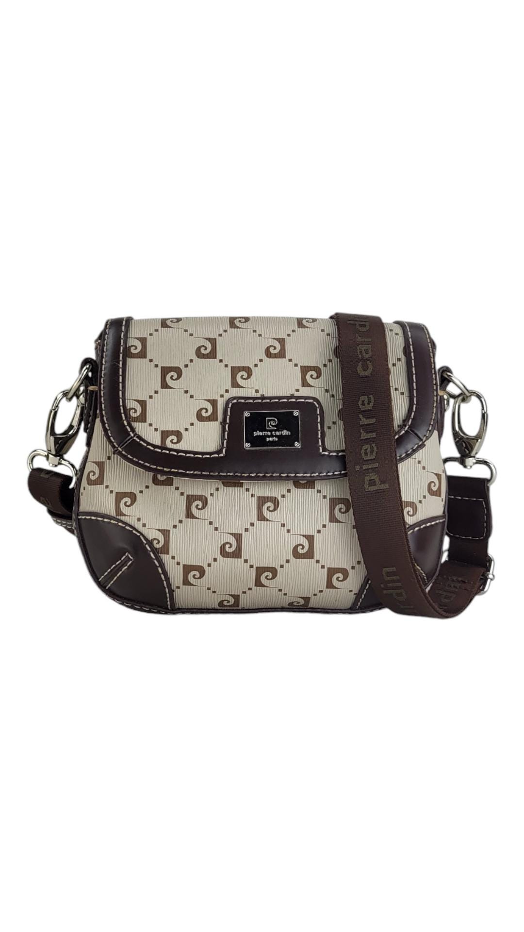 Pierre Cardin Beige/brown Monogram Crossbody Bag, With