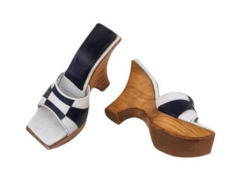 Vintage 90's wooden clogs/mules by Spanish brand Fluxa