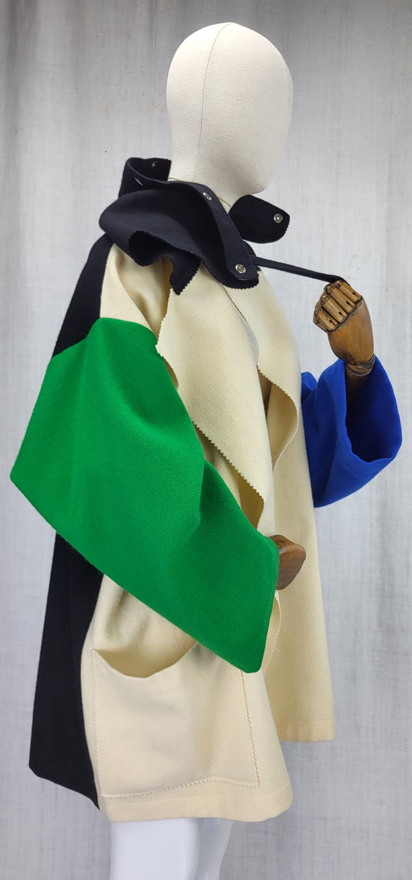 Vintage 1980s Jean-charles De Castelbajac Wool Coat, Colorblock